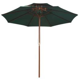Berkfield Home Double Decker Parasol 270x270 cm Wooden Pole Green - thumbnail 1