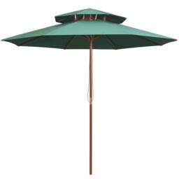 Berkfield Home Double Decker Parasol 270x270 cm Wooden Pole Green - thumbnail 2