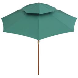 Berkfield Home Double Decker Parasol 270x270 cm Wooden Pole Green - thumbnail 3