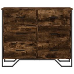 Berkfield Home Chest of Drawers Smoked Oak 91x35.5x74.5 cm Engineered wood in Brown - thumbnail 4