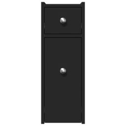 Berkfield Home Narrow Bathroom Cupboard with Wheels Black Engineered Wood - thumbnail 4