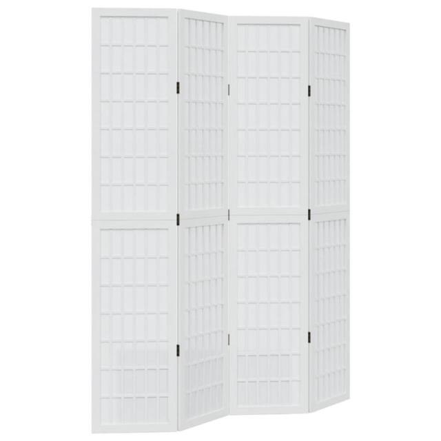 Berkfield Home Room Divider 4 Panels White Solid Wood Paulownia - image 1