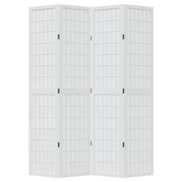 Berkfield Home Room Divider 4 Panels White Solid Wood Paulownia - thumbnail 4