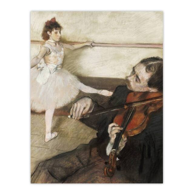 "Artery8 Dance Lesson with Violinist Edgar Degas Vintage Wall Art Print Poster in Beige - Size: W24"" x H32""" - image 1
