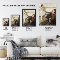 "Artery8 Dance Lesson with Violinist Edgar Degas Vintage Wall Art Print Poster in Beige - Size: W24"" x H32""" - thumbnail 3