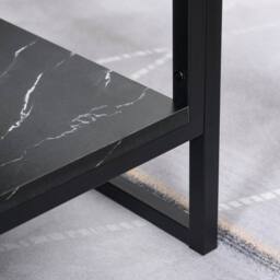 KORVIXA Two-Tier Marble Effect Coffee Table in Black - Size: 100 cm x 100 cm - thumbnail 4