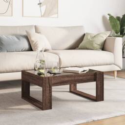 Berkfield Home Coffee Table with Infinity LED Brown Oak 70x53x30 cm - Size: 70 x 53 x 30 cm - thumbnail 4