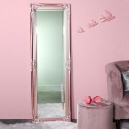 Melody Maison Tall Ornate Rose Gold Pink Mirror - 47cm X 142cm - Size: 47 cm X 142 cm - thumbnail 4