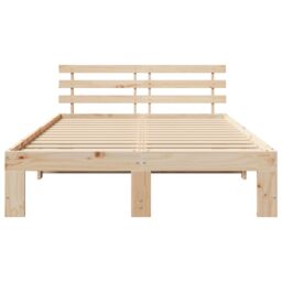Berkfield Home Natural Pine Wood Bed Frame Natural Solid Pine wood 135 x 190 cm in Brown - thumbnail 6