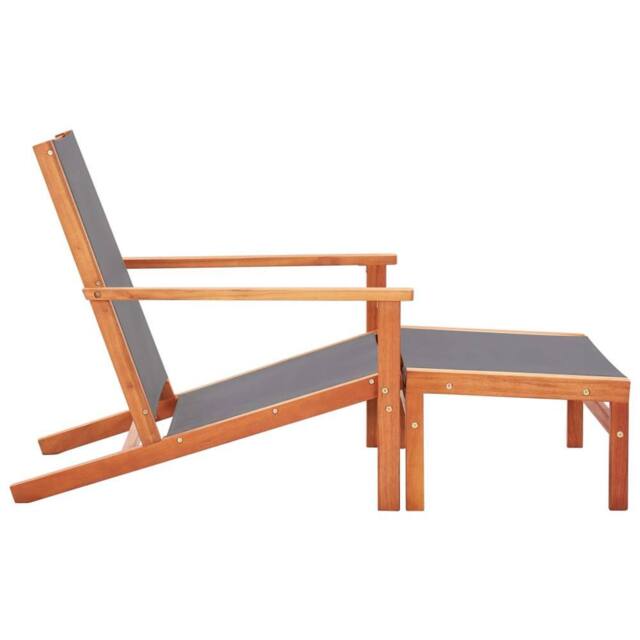 Berkfield Home Durable Garden Chair with Footrest Grey Solid Eucalyptus Wood and - image 1