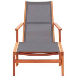 Berkfield Home Durable Garden Chair with Footrest Grey Solid Eucalyptus Wood and - thumbnail 3