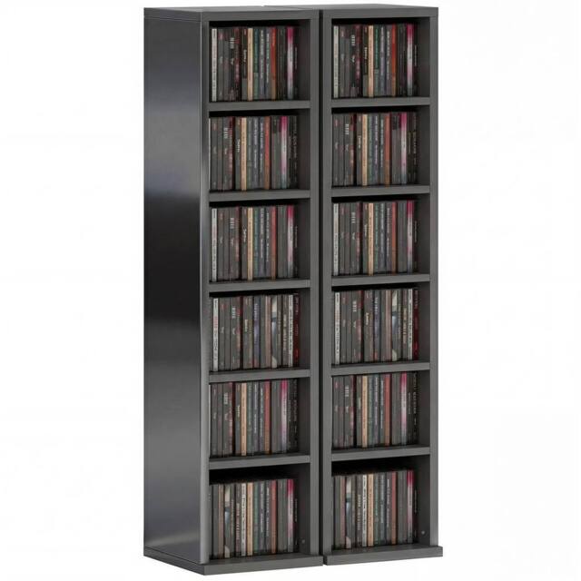 KORVIXA High‑Gloss‑Black Set of 2 CD Storage Units with Adjustable Shelves in Black - Size: 100 cm x 100 cm - image 1