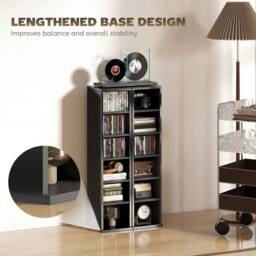KORVIXA High‑Gloss‑Black Set of 2 CD Storage Units with Adjustable Shelves in Black - Size: 100 cm x 100 cm - thumbnail 5
