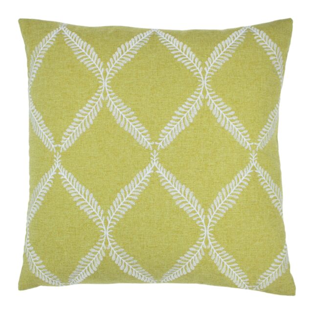Paoletti Olivia Lattice Embroidered Cushion in Yellow - Size: 45 cm x 45 cm