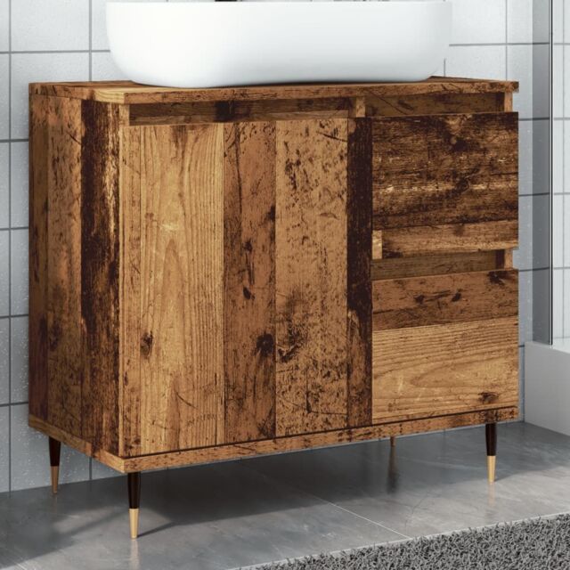 Berkfield Home Bathroom Cabinet Old Wood 65x33x60 cm Engineered Wood in Brown - Size: 65 x 33 x 60 cm - image 1