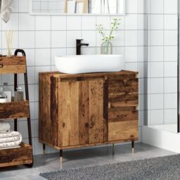 Berkfield Home Bathroom Cabinet Old Wood 65x33x60 cm Engineered Wood in Brown - Size: 65 x 33 x 60 cm - thumbnail 3