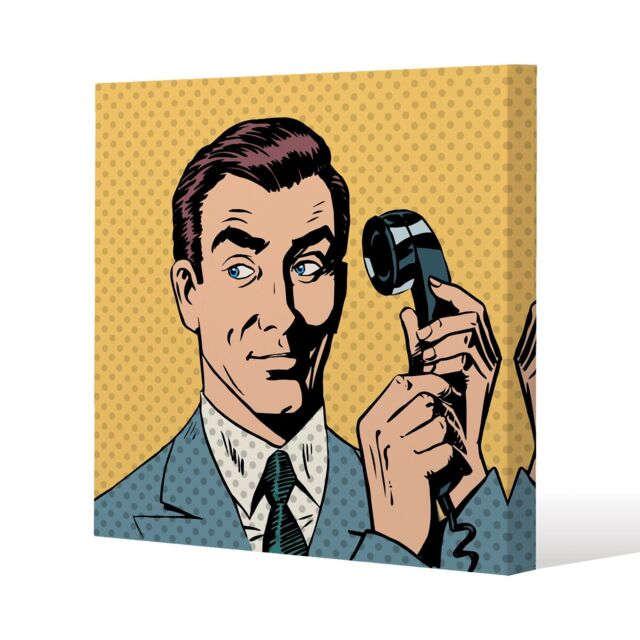 Benjamin Tate Design phone style pop art retro (Canvas Print) / 101 x 101 x 4cm in Natural - Size: 101 x 101 x 4 cm - image 1