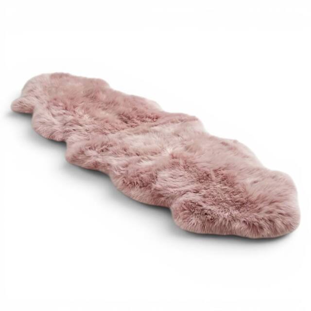 Infinity Leather Luxury Genuine Sheepskin Double Natural Fluffy Soft Real Wool Rug in Pink - Size: 180 cm x 60 cm - image 1