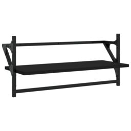 Berkfield Home 4 Piece Wall Shelf Set with Bars Black Engineered Wood - thumbnail 5