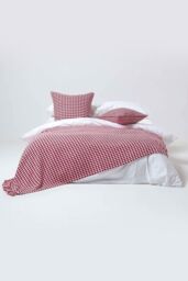Homescapes Houndstooth 100% Cotton Cushion Cover in Red - Size: 60 cm x 60 cm - thumbnail 4