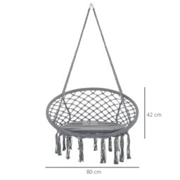OUTSUNNY Macrame Hanging Chair Swing Hammock for Indoor & Outdoor Use in Grey - thumbnail 3