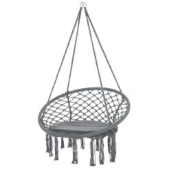 OUTSUNNY Macrame Hanging Chair Swing Hammock for Indoor & Outdoor Use in Grey - thumbnail 2