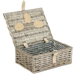 Red Hamper Wicker 30cm Antique Wash Split Willow Basket in Grey