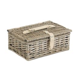 Red Hamper Wicker 30cm Antique Wash Split Willow Basket in Grey - thumbnail 2