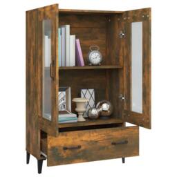 Berkfield Home Highboard Smoked Oak 70x31x115 cm Engineered Wood in Brown - Size: 70 x 31 x 115 cm - thumbnail 4