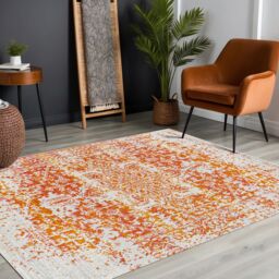 Livabliss Harput-Vintage Grey Blue Orange White Traditional Boho Living Rug - Size: 80 cm x 150 cm - thumbnail 8