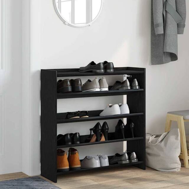 Berkfield Home Shoe Rack Black 80x25x81 cm Engineered Wood - Size: 80 x 25 x 81 cm - image 1