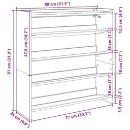 Berkfield Home Shoe Rack Black 80x25x81 cm Engineered Wood - Size: 80 x 25 x 81 cm - thumbnail 9