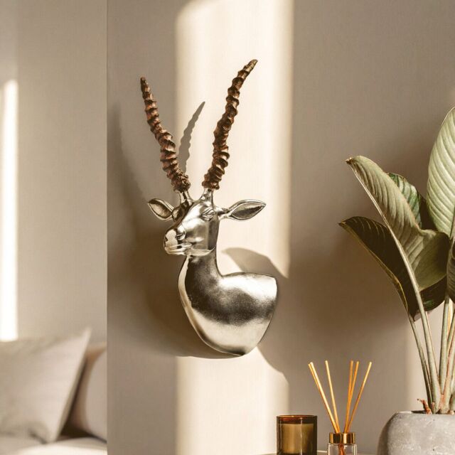 Orsina Gazelle Wall Mountable Sculpture, Decorative Art Sculpture for Wall, Traditional Gazelle Head Wall Art in Silver - image 1