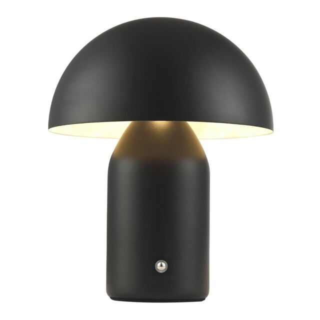 Happy Homewares Modern Rechargeable Mushroom Table Lamp with Touch Dimmer Button in Black - Size: 14 inches - image 1