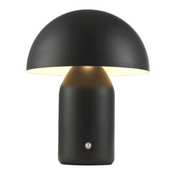 Happy Homewares Modern Rechargeable Mushroom Table Lamp with Touch Dimmer Button in Black - Size: 14 inches - thumbnail 1