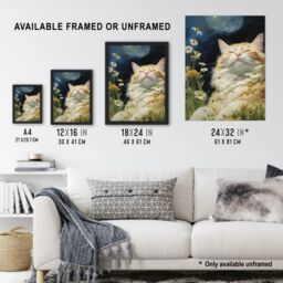 "Artery8 Norwegian Forest Cat Sunbathing In Wildflower Meadow Oil Painting Extra Large XL Unframed Wall Art Poster Print - Size: W24"" x H32""" - thumbnail 3