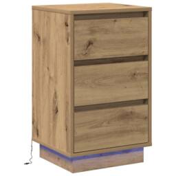 Berkfield Home Bedside Cabinet with LED Artisan Oak 39x34.5x65 cm Engineered Wood in Brown - thumbnail 1