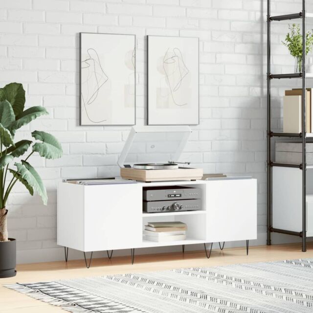 Berkfield Home Record Cabinet White 121x38x48 cm Engineered Wood - Size: 121 x 38 x 48 cm - image 1