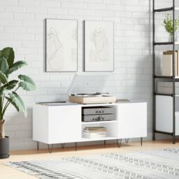 Berkfield Home Record Cabinet White 121x38x48 cm Engineered Wood - Size: 121 x 38 x 48 cm