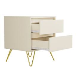 SPETLEK Modern 2 Drawers Bedside Table Cream - Size: 0.6m2 - thumbnail 3