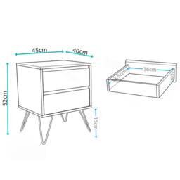 SPETLEK Modern 2 Drawers Bedside Table Cream - Size: 0.6m2 - thumbnail 2