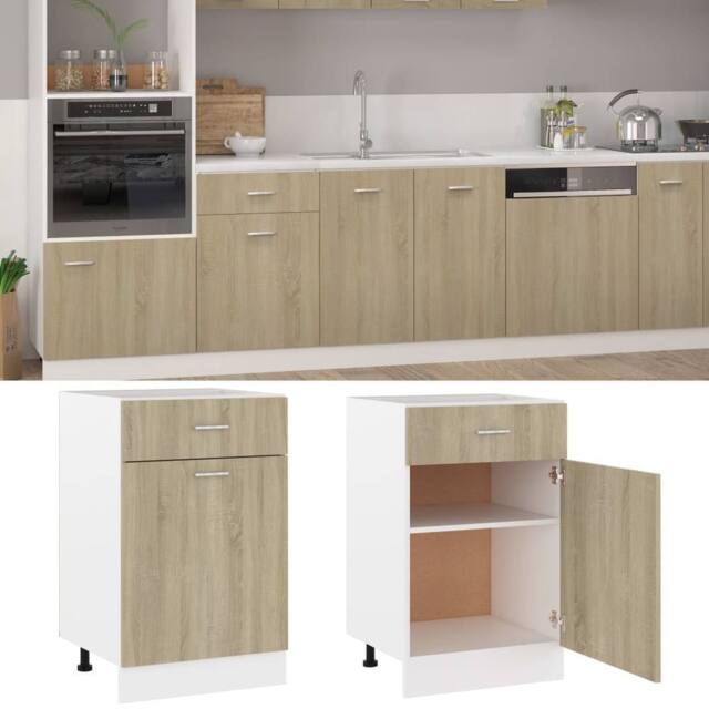 Berkfield Home Drawer Bottom Cabinet Sonoma Oak 50x46x81.5 cm Engineered Wood in Natural - image 1