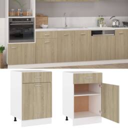 Berkfield Home Drawer Bottom Cabinet Sonoma Oak 50x46x81.5 cm Engineered Wood in Natural - thumbnail 1