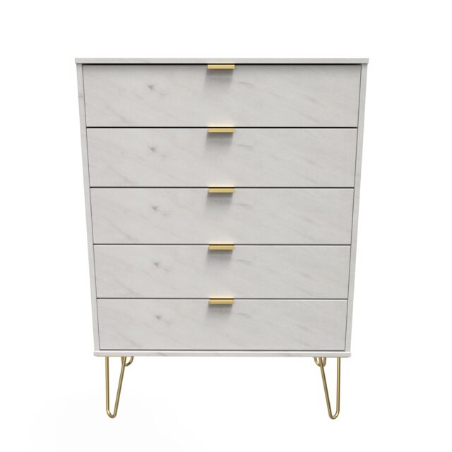 Ready Assembled 2 U Fuji 5 Drawer Chest (Ready Assembled) in Off-White - image 1