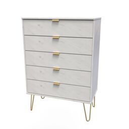 Ready Assembled 2 U Fuji 5 Drawer Chest (Ready Assembled) in Off-White - thumbnail 3