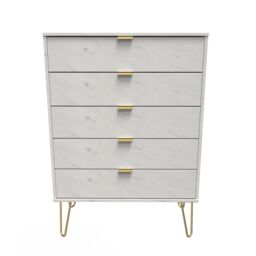 Ready Assembled 2 U Fuji 5 Drawer Chest (Ready Assembled) in Off-White - thumbnail 1