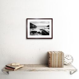 "Artery8 Wall Art Print Marloes Wales Rocky Coast BW Framed in Brown - Size: W7"" x H9""" - thumbnail 2