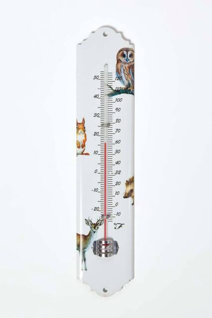 Homescapes Outdoor Thermometer with Woodland Animal Design in White - image 1