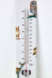 Homescapes Outdoor Thermometer with Woodland Animal Design in White - thumbnail 2
