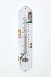 Homescapes Outdoor Thermometer with Woodland Animal Design in White